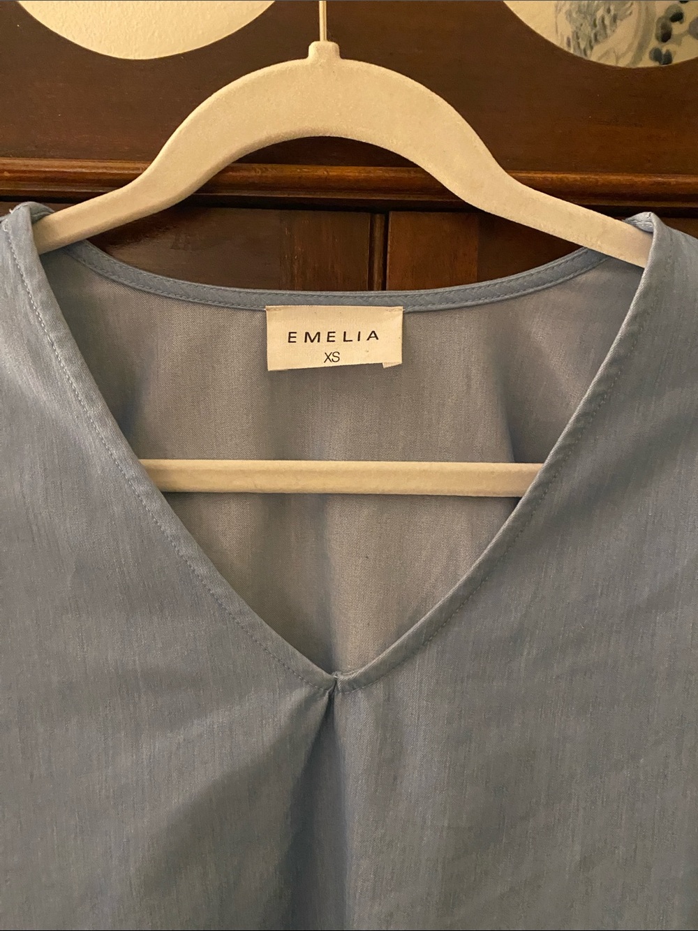 Chambray Ruffle Blouse - Picture 2 of 4
